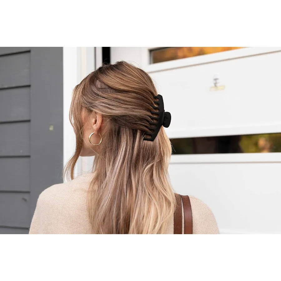 مشابك مخلب كبيرة للشعر السميك مثالية لأوبدوس والارتداء اليومي، مشابك مخالب شعر غير لامعة غير قابلة للانزلاق للنساء، شعر أسود Cl #2