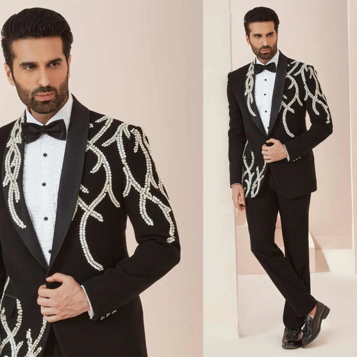 

Shining Groom Tuxedos Shawl Lapel 2 Piece Jacket Pant Sequins Male Suits Wedding Party Prom Special Occasion Customized