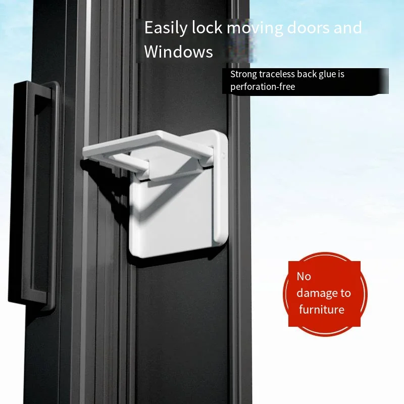 Baby Safety Door Stop Sliding Door Lock Plastic Handle 13-24 Months White 3 Pack