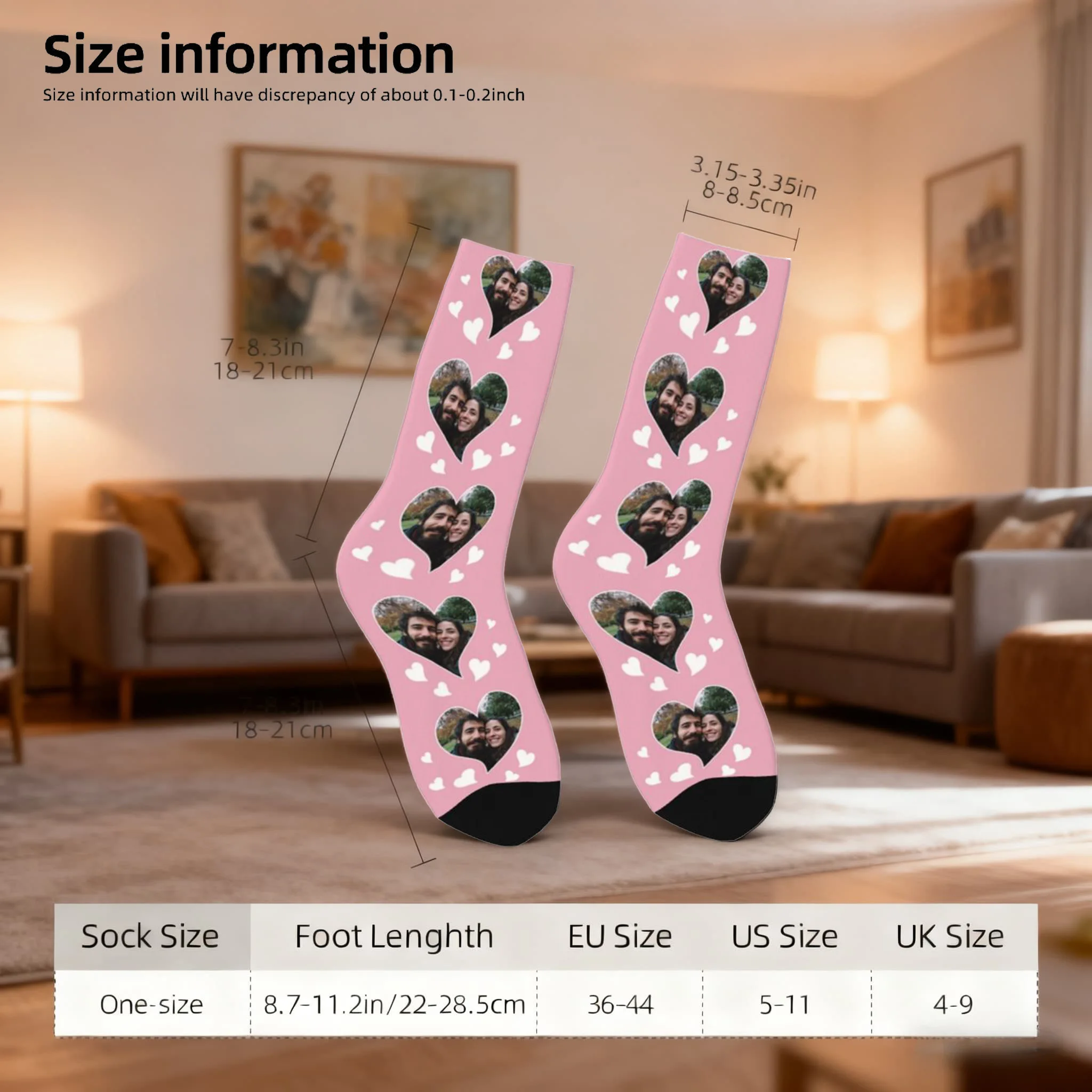 جوارب صور شخصية، جوارب مخصصة للوجه على شكل قلب، جوارب للجنسين على شكل قلب، جوارب مخصصة للزوجين هدية للذكرى السنوية