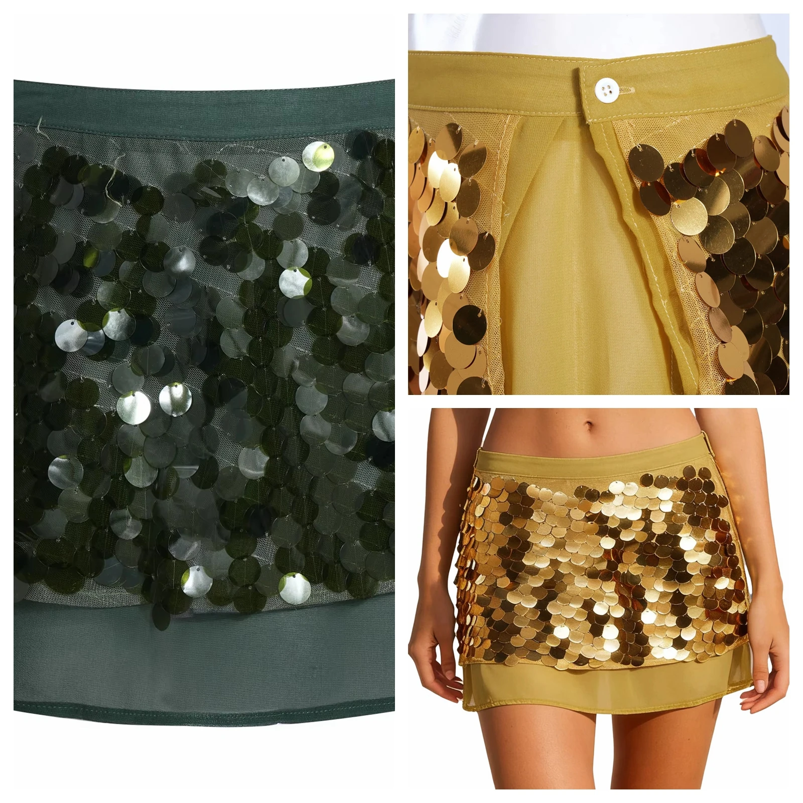 

Women Sequin Mini Skirt Y2k Summer Solid Color High Waist Mesh Bodycon Short Skirts Disco Club Party Skirts Streetwear Clubwear