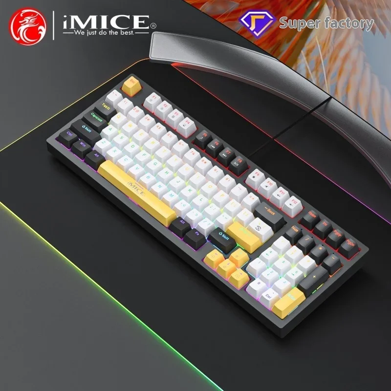 

IMICE Wired Mechanical Keyboard Ergonomic 97 Keys Support Windows/mac Fast Switching RGB Type-c Gaming Office Keyboard