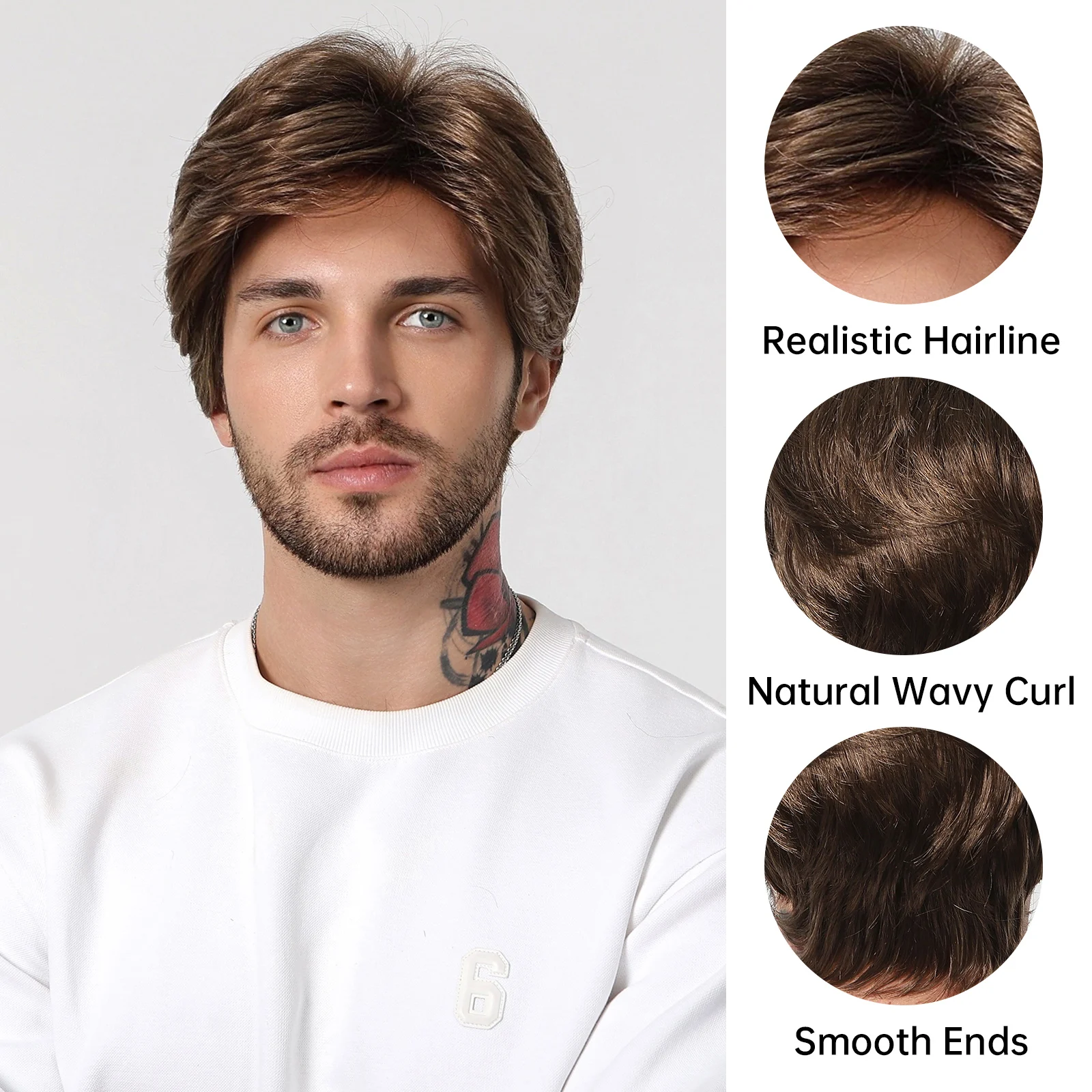 วิกผมสังเคราะห์ผู้ชายสีน้ําตาล - Men'S Grooming Haircut บทวิจารณ์และราคา