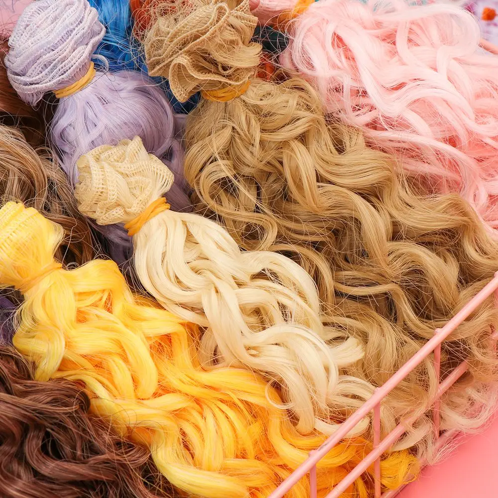 15*100cm hitze beständiges Faser lockiges Haarteil für 1/3 1/4 1/6 1/12 Puppen DIY Haar Perücken hand gefertigte Haars chüsse Puppen zubehör – Detail 11