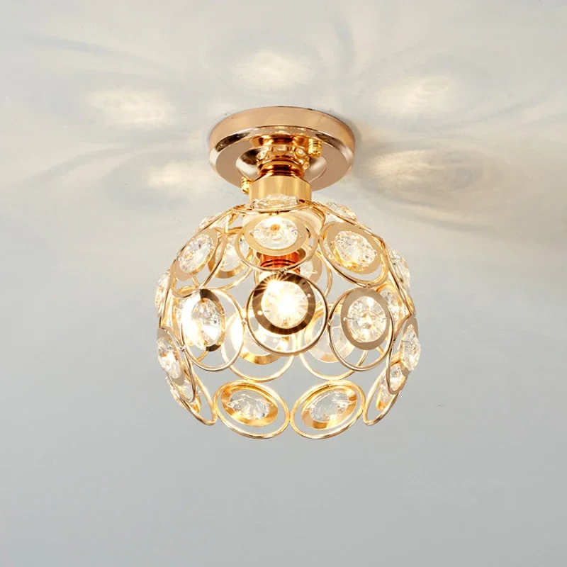 

Hollowed-out Plafonnier Led Ceiling Lights Crystal Lampshade Gold/Silver Living Bedroom Modern Round Square Decorative Lamp E27