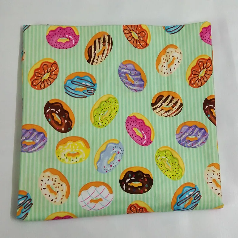 50x105cm Pink Donut Snack Food Cake Series Printed Cotton Fabric Food Fabric Patchwork Cloth Bag Home Decor