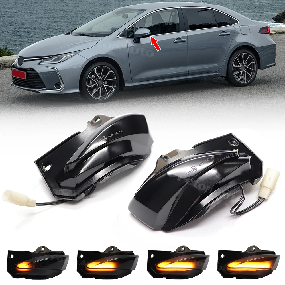 2x Dynamic Turn Signals Light Rear View Mirror Sequential LED Amber Lamp For Toyota Corolla Sport E210 Hatchback 2019 -2021