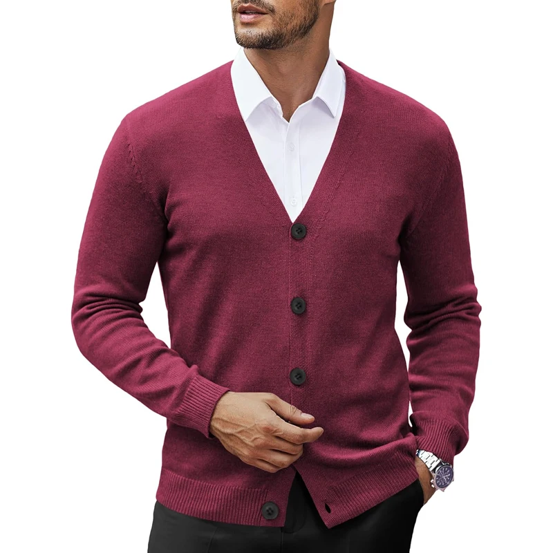 Cardigan con scollo a V da uomo nuovo Sweatcoats maglione cardigan lavorato a maglia leggero casual abbottonato streetwear da esterno