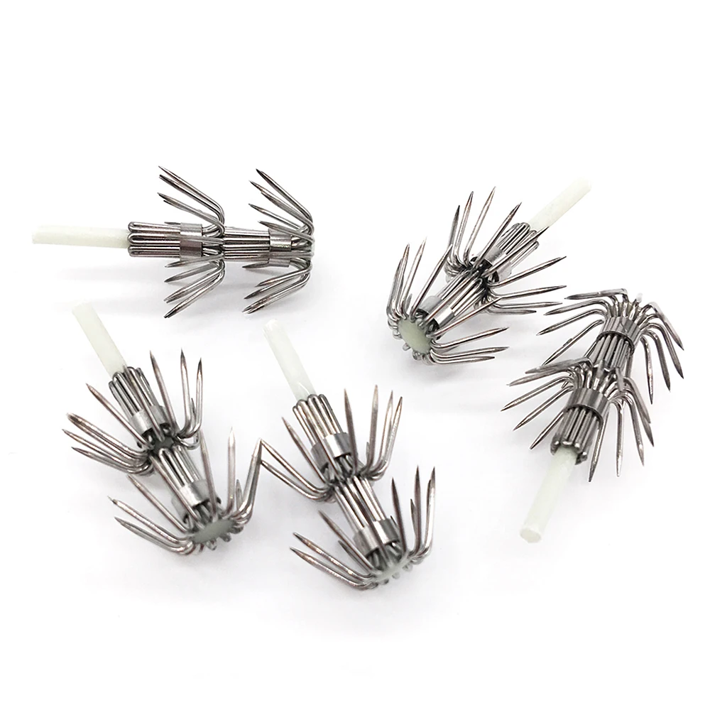20PCS Stainless Steel Squid Jig Hooks #2.0 - #4.0 Luminous Squid Jig Hooks Wood Shrimp Jig Umbrella Hooks