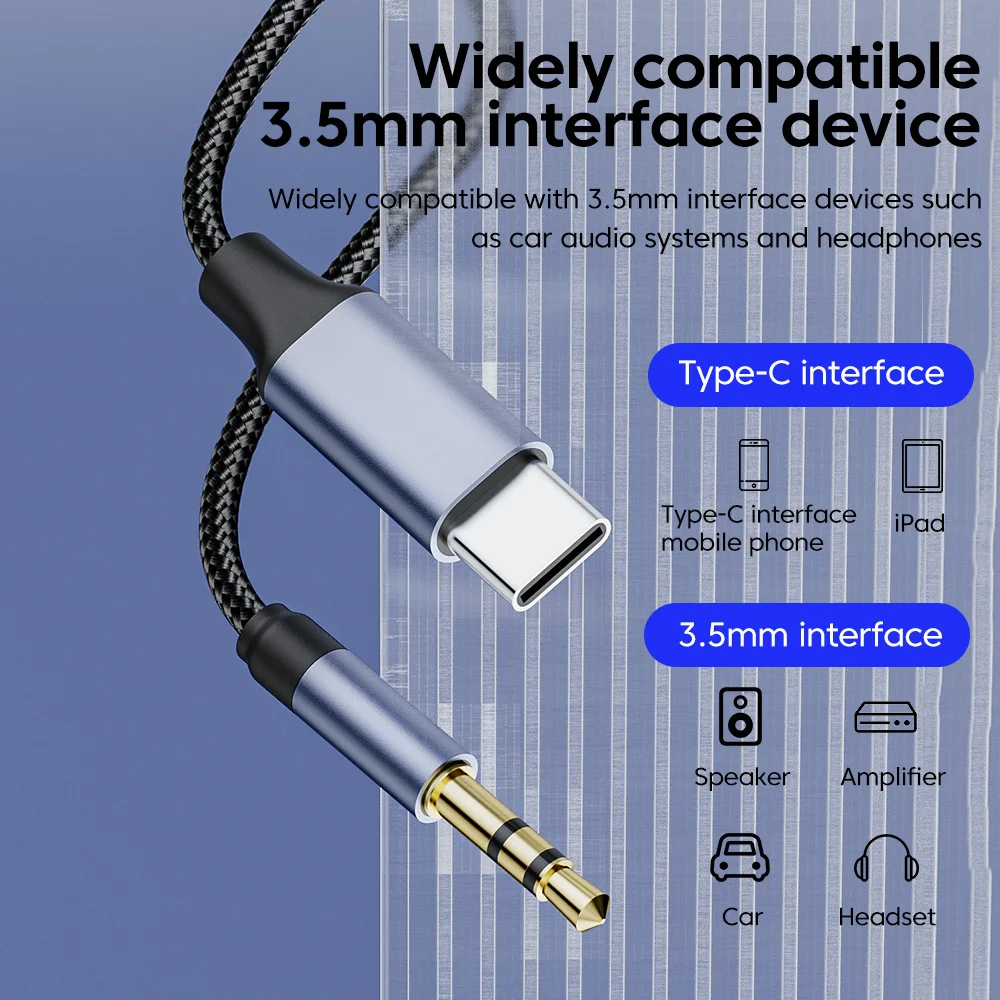 Tipo c para 3.5mm jack aux cabo de áudio adaptador de alto-falante do carro para iphone 15 16 samsung carro fone de ouvido usb c 3.5mm jack cabo de áudio
