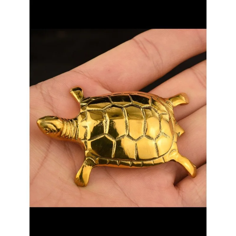 Made in Years of Qian Long Emperor of Qing Dynasty Pure Copper Golden Turtle Decoration Solid Turtle Birthday Celebration Gift C