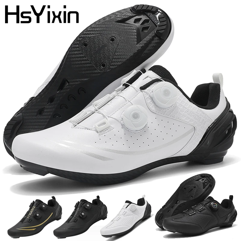 

New Professional Road Cycling Shoes Men Women Spd Racing Self-locking Bike sneaker HsYixinBlack White Breathable Road Bike Shoes