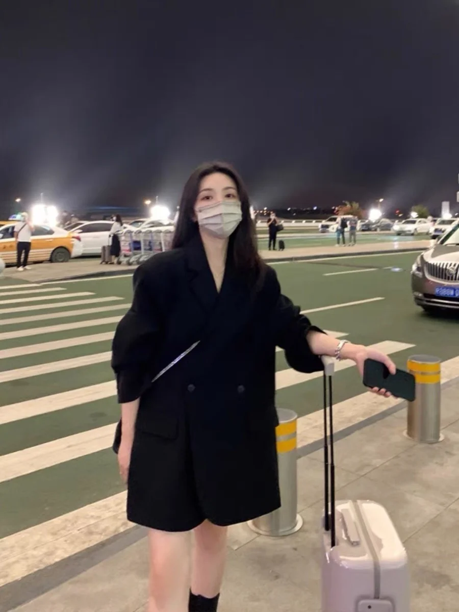 

Женский повседневный свободный пиджак оверсайз из полиэстера для весны и осени, новая модная модель больших размеров для офиса и повседневной носки