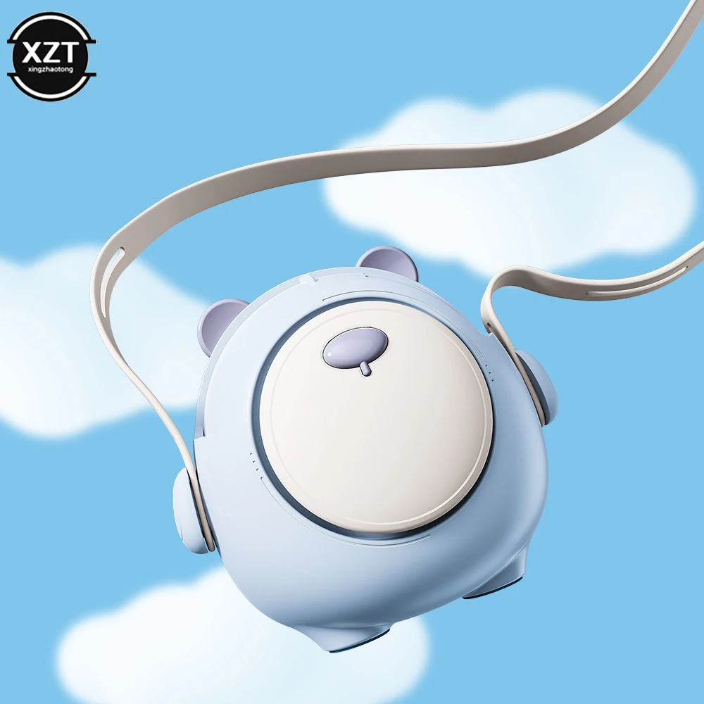 Hanging Neck Mini Cartoon Fan USB Multi Function Cute Bear Portable Mini Fan Neck Fan Portable Small Fan