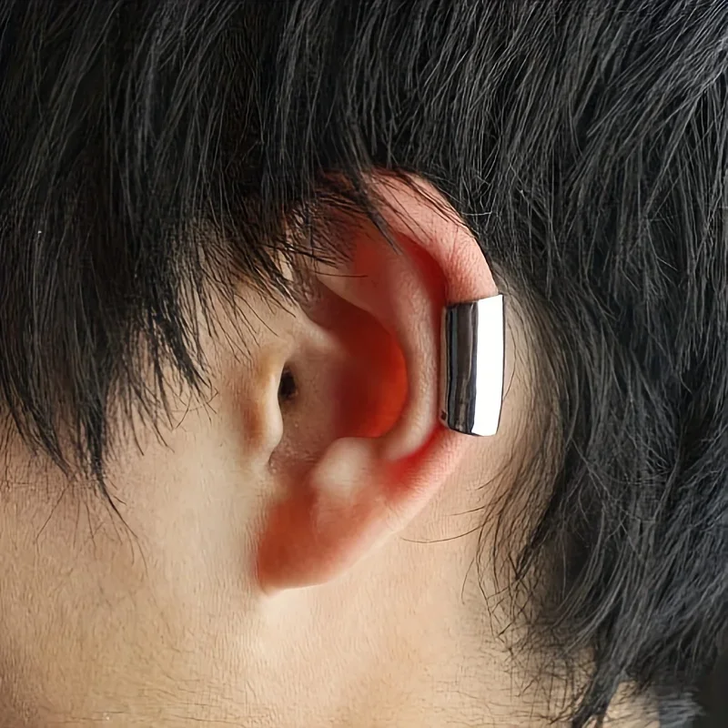 

1pc Simple Long Tube Geometric Stainless Steel Ear Clip For Men Women Non Piercing Ear Cuff Jewelry Fashion Daily Wear Style