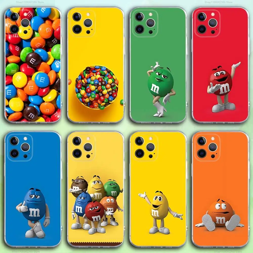 

M-M Chocolate B-Beans Phone Case For iPhone 16,15,14,13,12,11 Pro,Max,Plus,X,XS,XR,SE4,E Mini Transparent Soft Cover