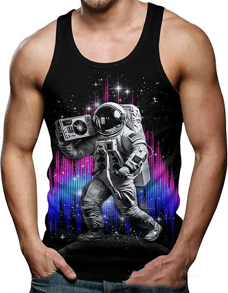 Funny Shark Cat 3D Print Tank Tops Men's Summer Oversized O-Neck Vest Fitness Gym Streetwear Sleeveless Beach Tops Men Clothing view 6