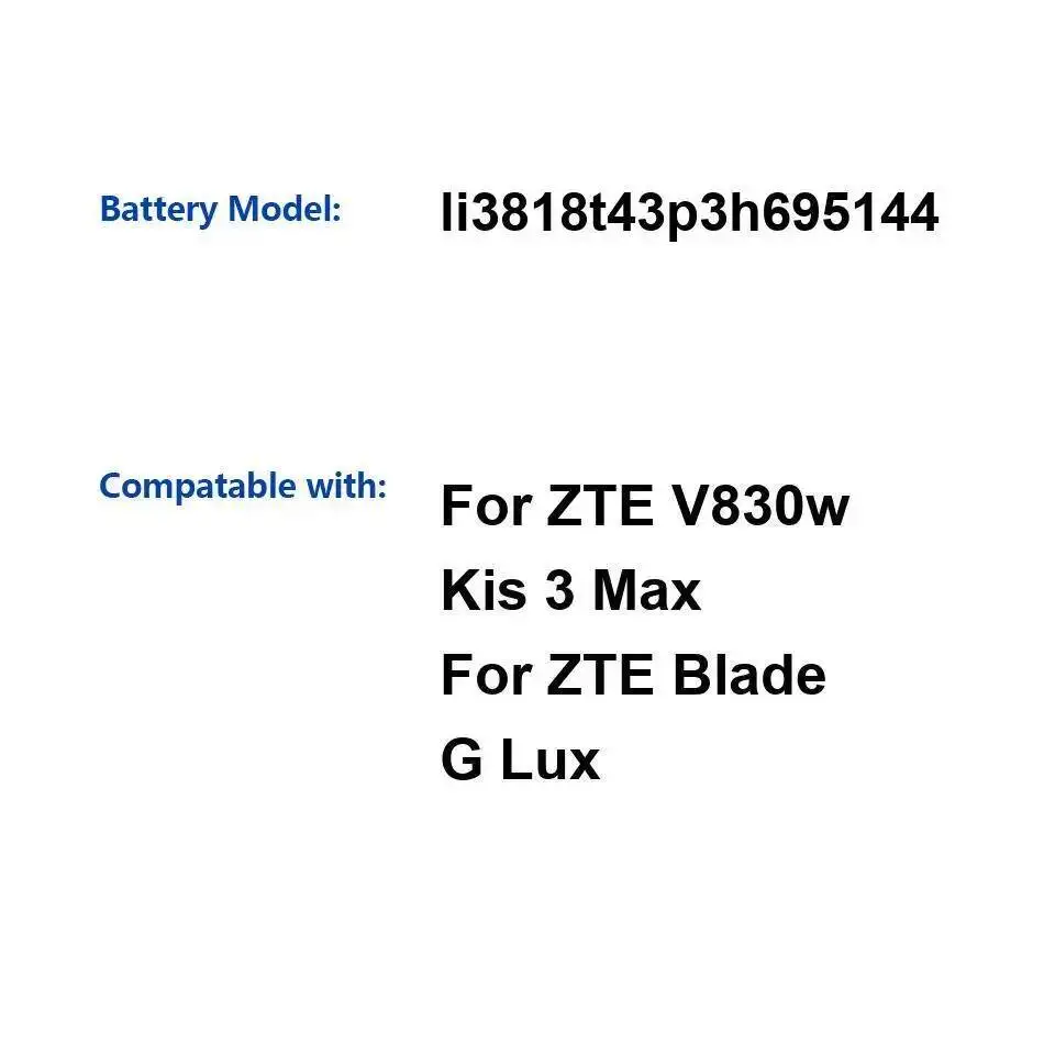 

Li3818t43p3h695144 1850 мАч для Zte Blade G Lux V830w Kis 3 Max аккумулятор мобильного телефона высокоэффективный стабильный