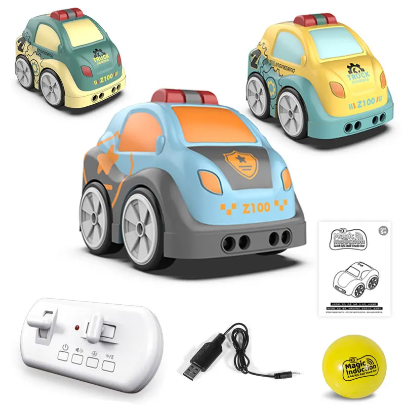 Mini RC Car Intelligent Sensor Remote Control Cartoon Car Radio Controlled Electronic Vehicle Smart Induction Track Music Toys