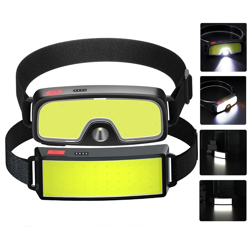 

New Upgrade Portable LED Head Lamp Built-in 1200mah Battery COB Headlight USB-C Rechargeable Waterproof Torch Camping Flashlight