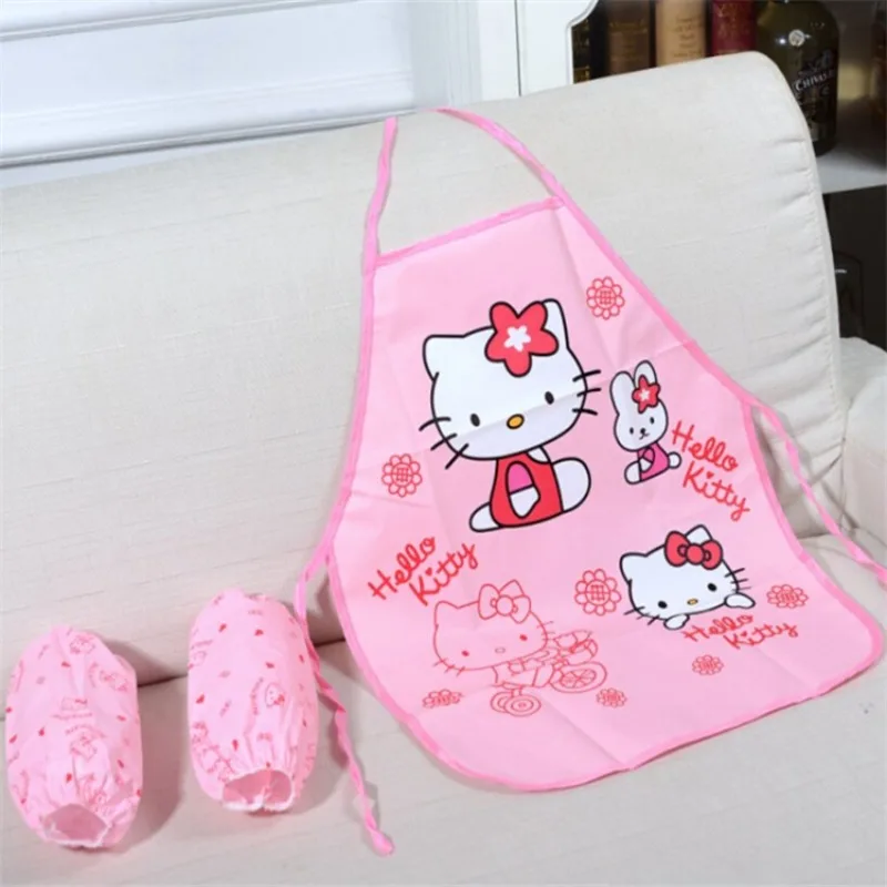 

Children Apron Sleeve Kawaii Cartoon Anime Figures Kt Cat Pink Baby Eating Suit Waterproof Dirt Proof Easy To Clean Kids Gifts