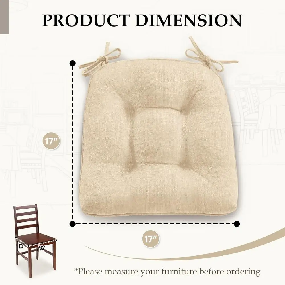 وسائد كرسي لكراسي تناول الطعام مجموعة من 6 قطع - وسائد كراسي مطبخ معنقدة من الشنيل مع أربطة سفلية غير قابلة للانزلاق، وسادة كرسي إسفنجية #2