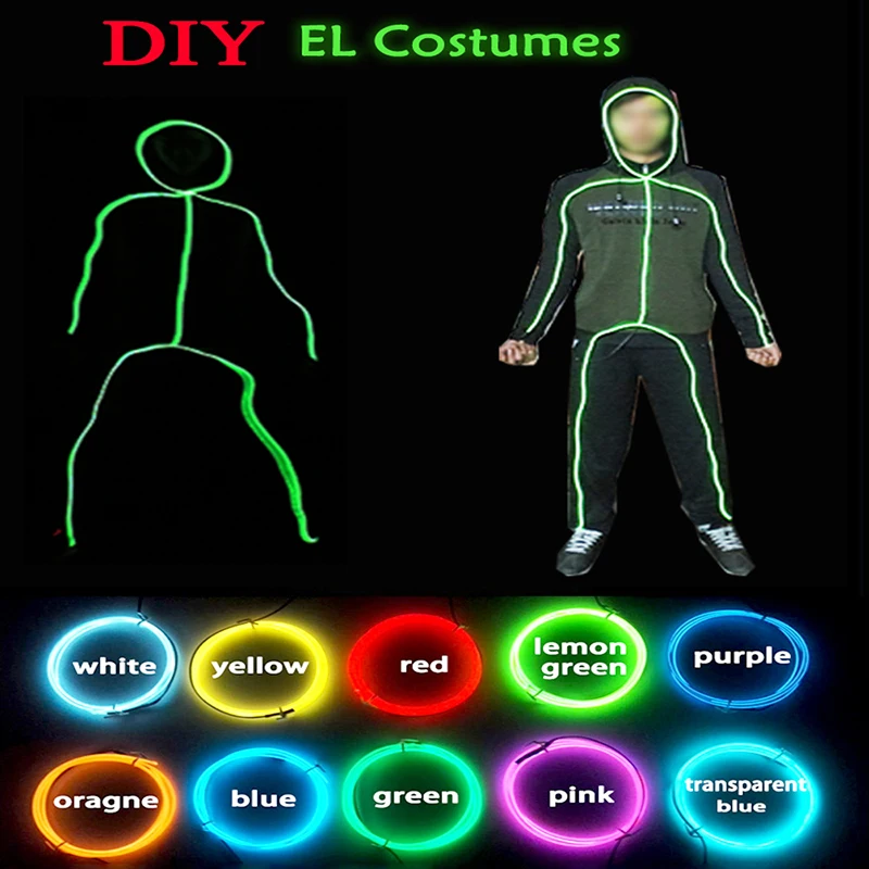 

Cosplay Matchstick Men Costumes DIY Glowing Costumes Material Electronic Light Dance Costume EL Wire Material Set