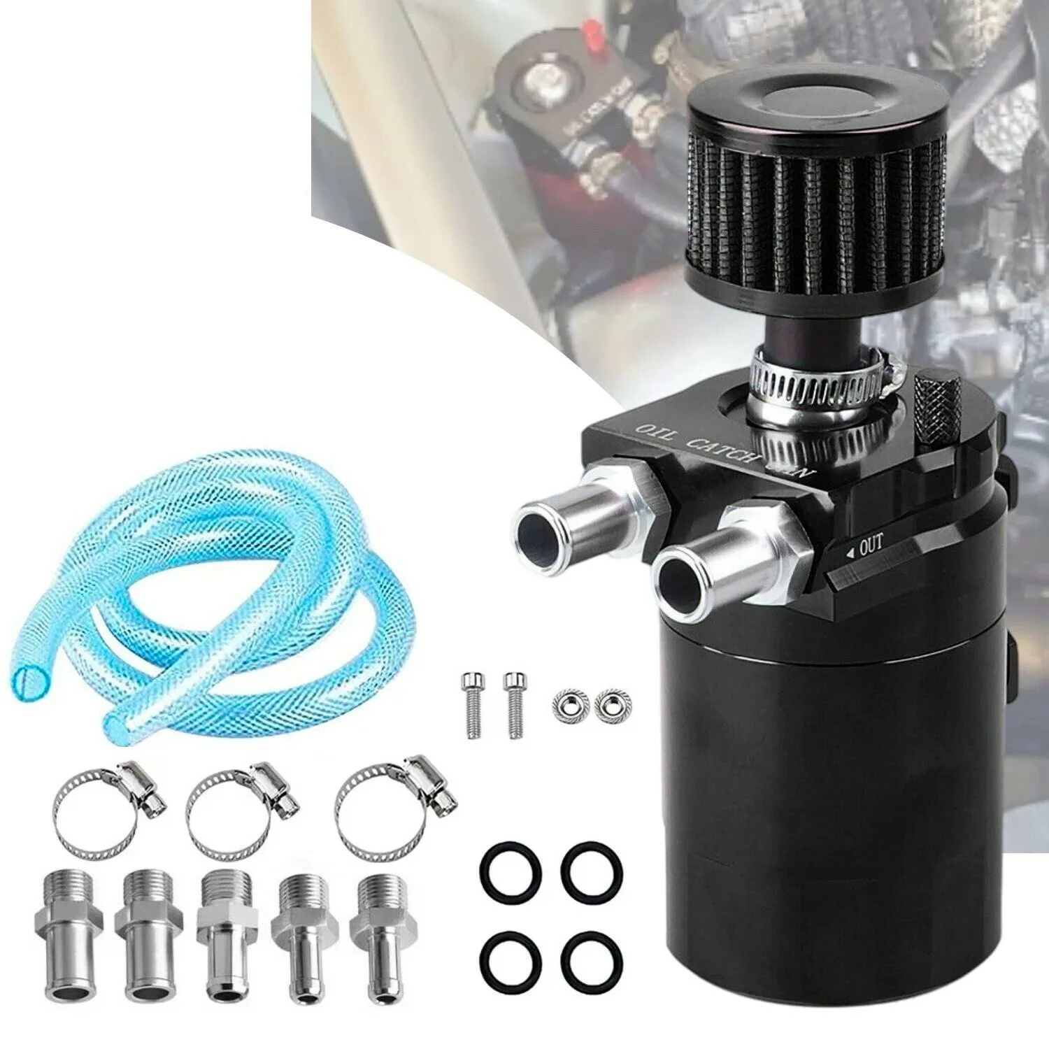 Car oil pot modification universal aluminum alloy breathable machine oil pot 300ml exhaust gas recovery pot with air filter