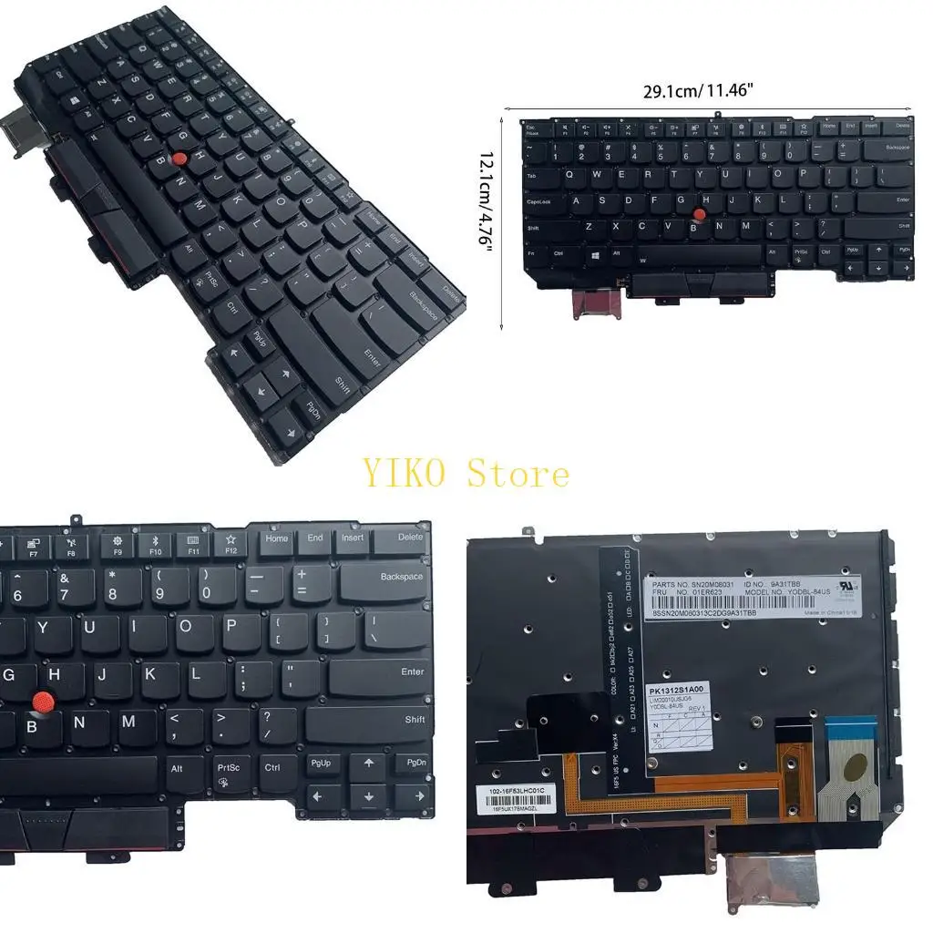 K32C Laptop Accessories for ThinkpadX1 Carbon 5th Gen 5 2017 Replacement English Keyboard with Pointer ＆ Backlit US Layout