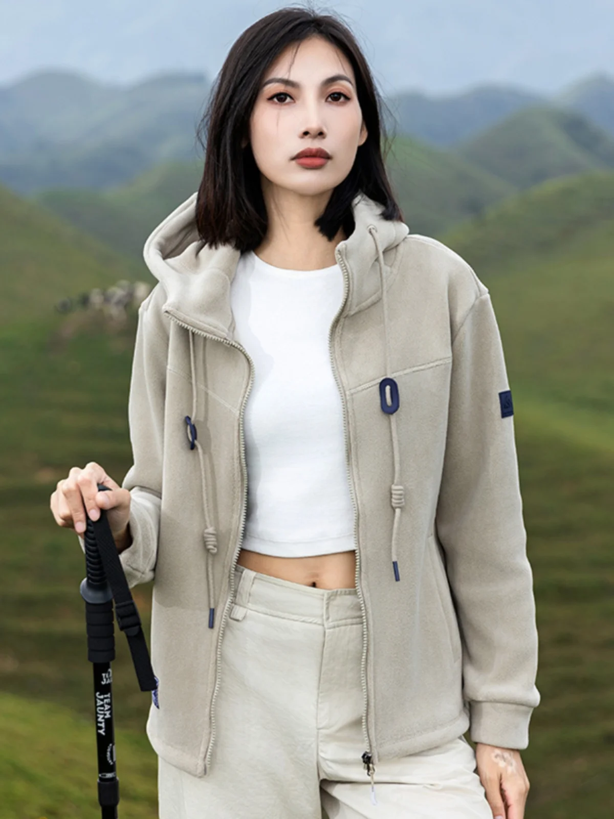 

Outdoor Fce Jaet 2023 New Men's Hooded Fce Lined Sports Cardigan Thiened Autumn Season Stand Fit Youth Jaet