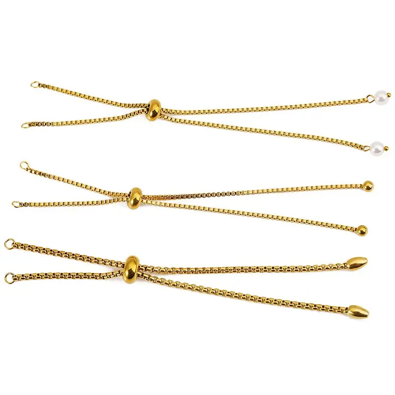 

3pcs Stainless Steel Glue Bead Adjustable Slider Extender Box Chain with Ball Ends for DIY Bracelets Jewelry Making Accessories