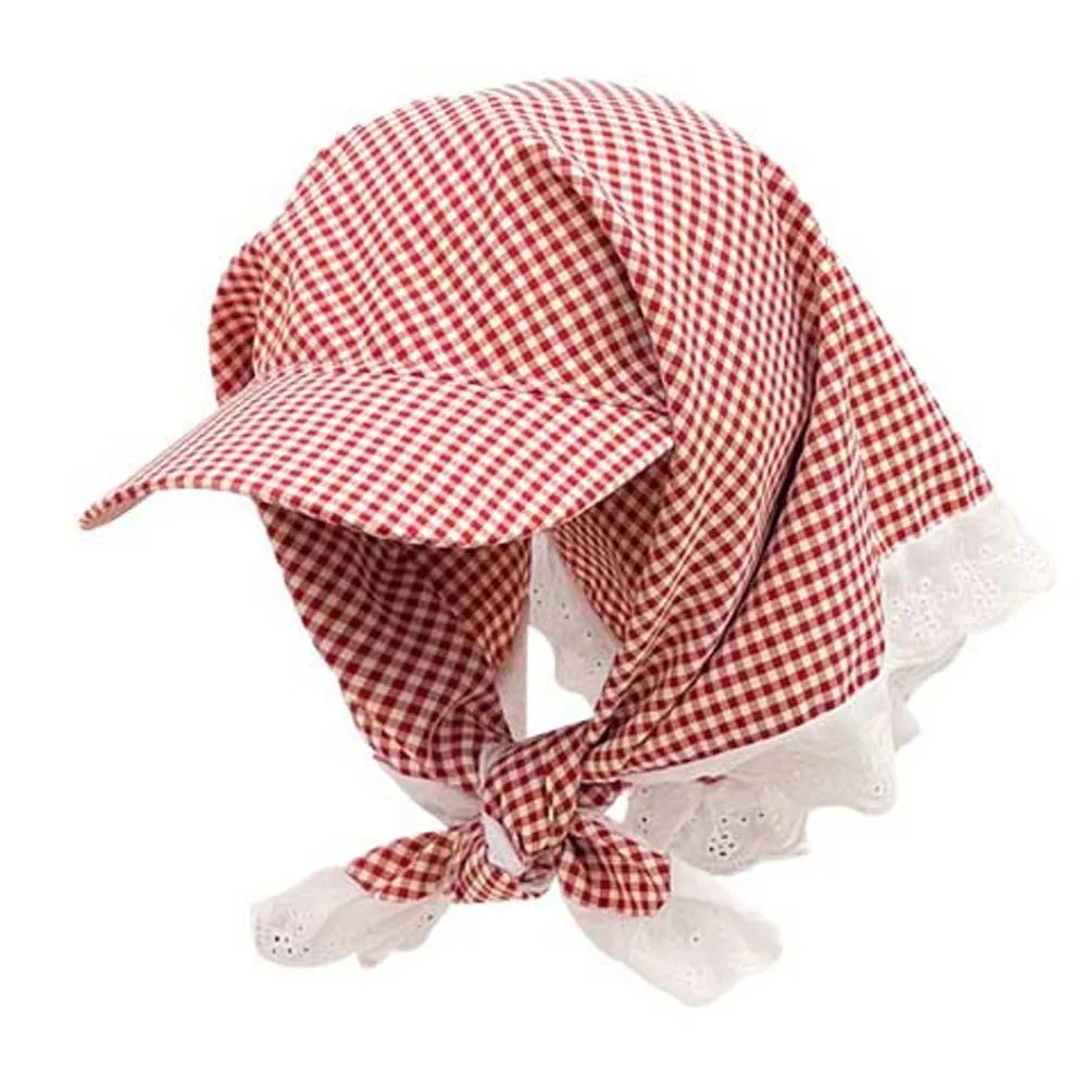 Mode Landelijke Stijl Hoofddoek Baseball Hoed Plaid Katoen Driehoek Hoofddoek Hoed Zonnescherm Zachte Sjaal Pet Zomer Uitje