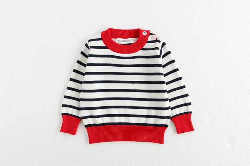 Klassisches Frühlings-Baby-Sweatshirt mit Schulterschnalle, 0–3 Jahre, gestreifter Strickpullover für Kleinkinder, Mädchen und Jungen, lockere Basis, Tops, Pullover – Detail 17