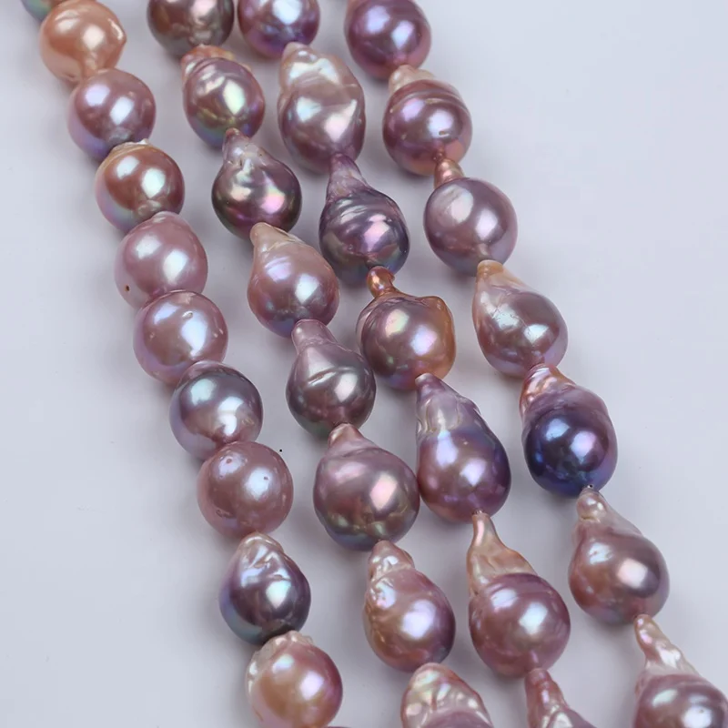 

Wholesale 14-16mm purple large size baroque freshwater pearl strand