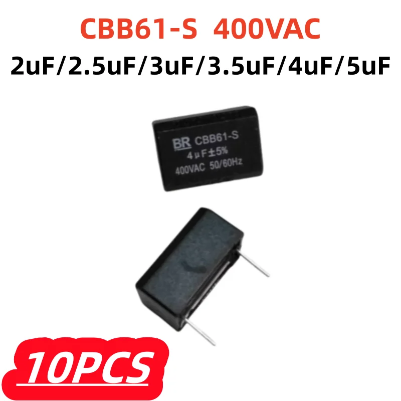 10Pcs/lot 100% New CBB61-S 2uF 2.5uF 3uF 3.5uF 4uF 5uF 400VAC Lnduction Cooker Horizontal Capacitor