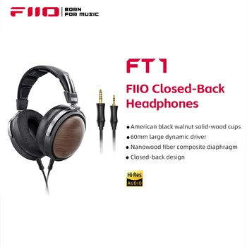 FiiO FT1 Over-Ear-Faser-Verbundmembran-HiFi-Kopfhörer mit geschlossener Rückseite, Ohrmuscheln aus amerikanischem Walnussholz/Buchenholz für Studio