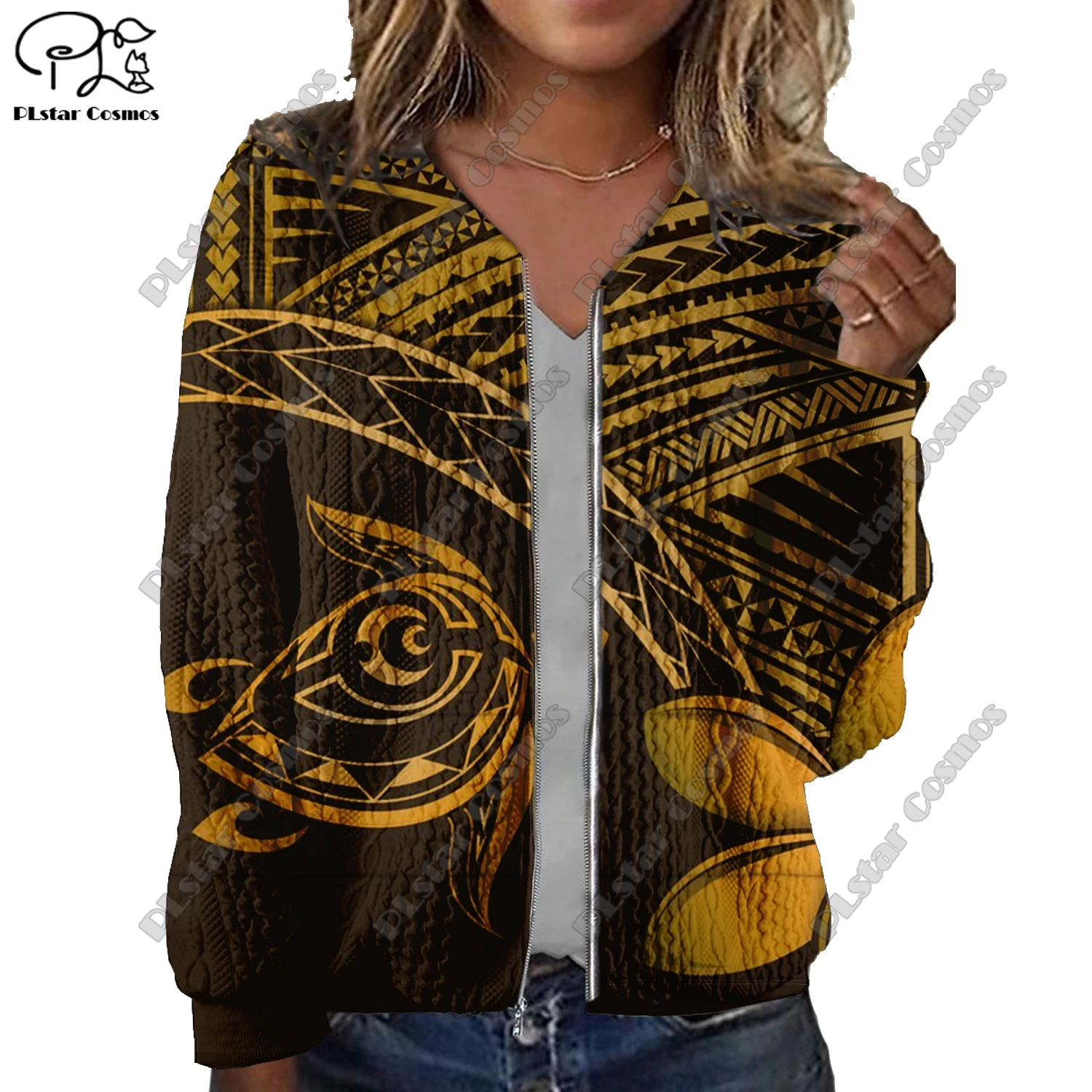 New 3D printed Aboriginal series retro tribal pattern printed women's jacket threaded texture casual authentic short coat Y-5