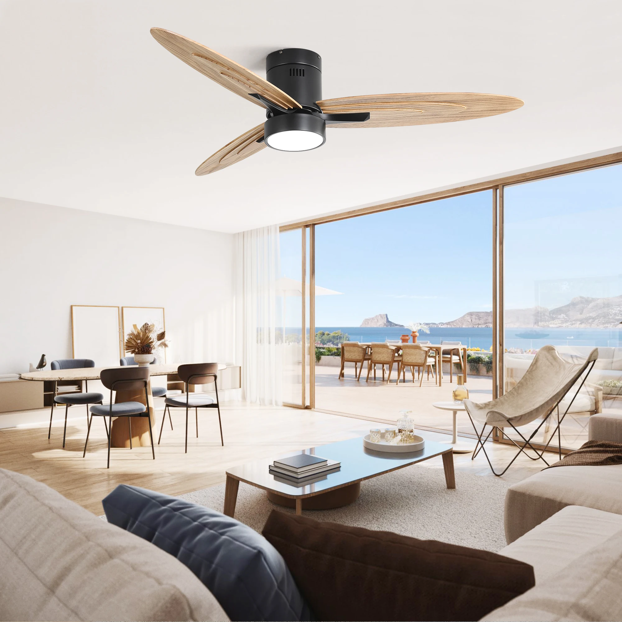 Sofucor Modern 56-inch Ceiling Fan with LED Reversible DC Motor 6-speed High wind and Remote control