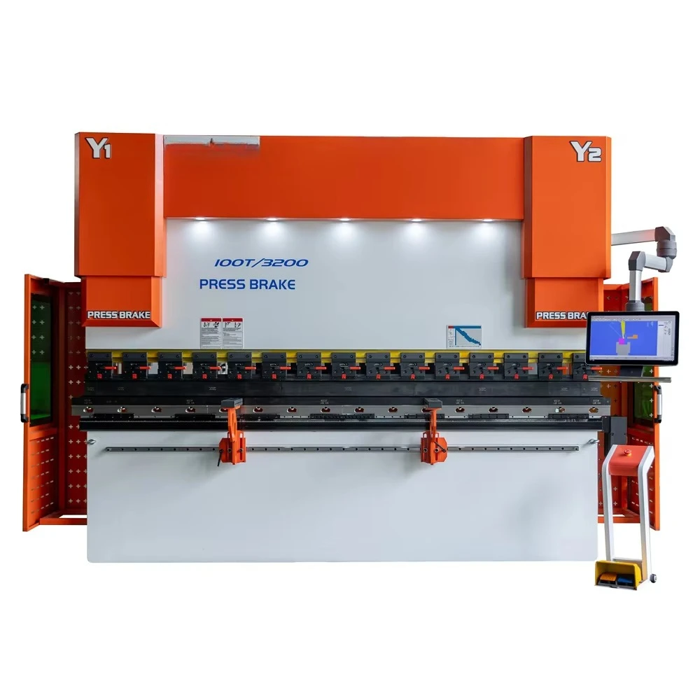 DA53T 4 Axis CNC Press Brake Controller 100T 3200mm CNC Sheet Metal Bending Machine Hydraulic Press Brake Machine