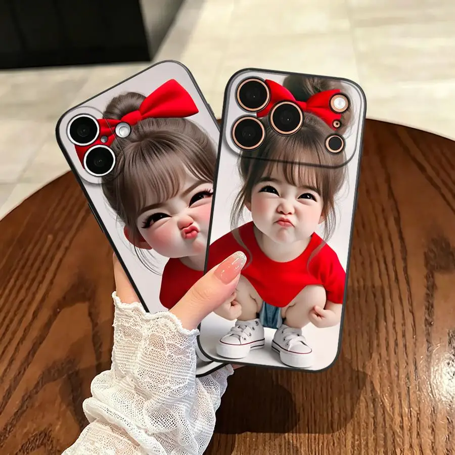 Coque de téléphone Funda pour Apple iPhone 17 Pro Max 12 14 13 XR XS MAX 16 15 Pro 7 8 11 17e Air Cartoon Girl