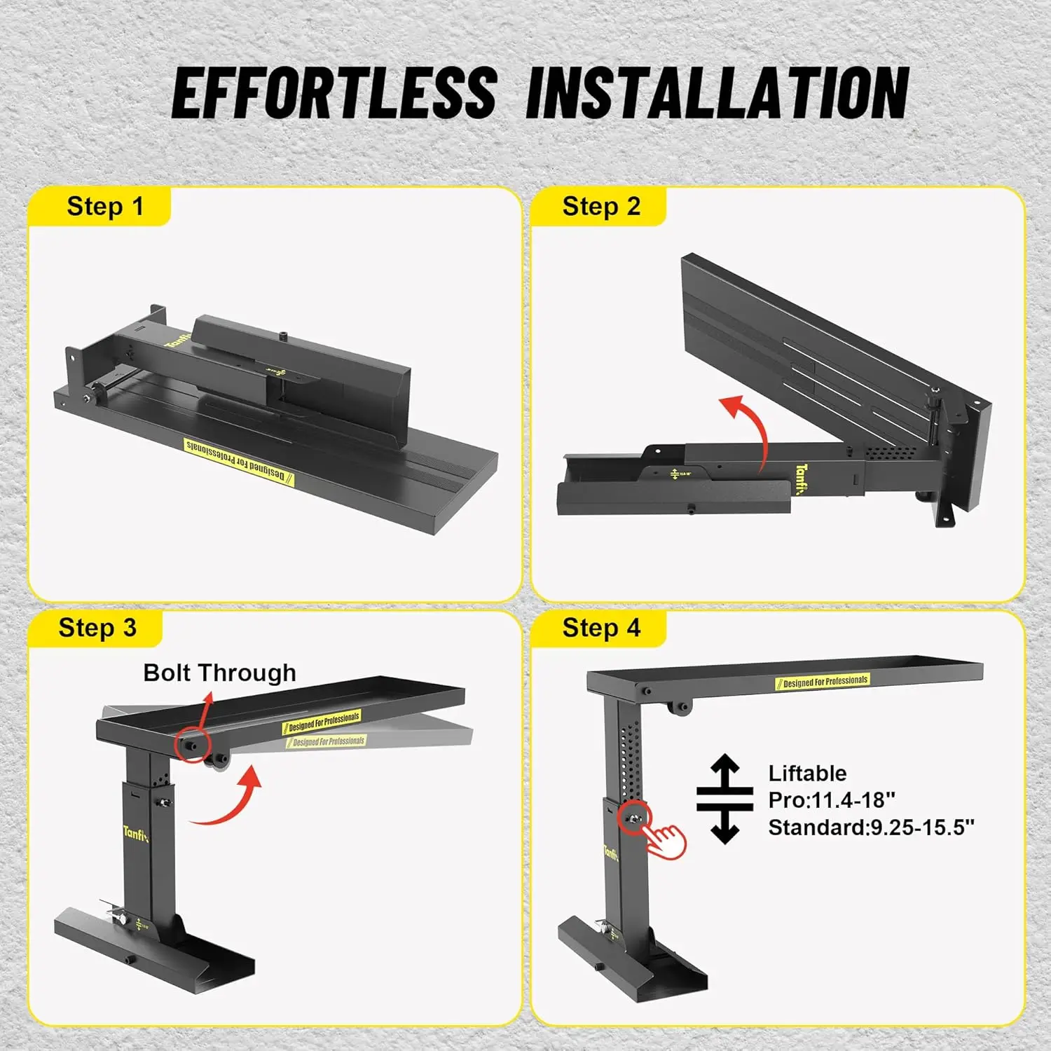 |   Extensor de escalera de alta resistencia Pro, extensión de escalera de diseño de material de acero de alta resistencia Pro para escaleras con alfombrilla antideslizante, 11,4-18" A