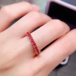 Classic 925 Silver Ruby Ring 9 Pieces 2mm Natural Rubysilver Ring with Gold Plated