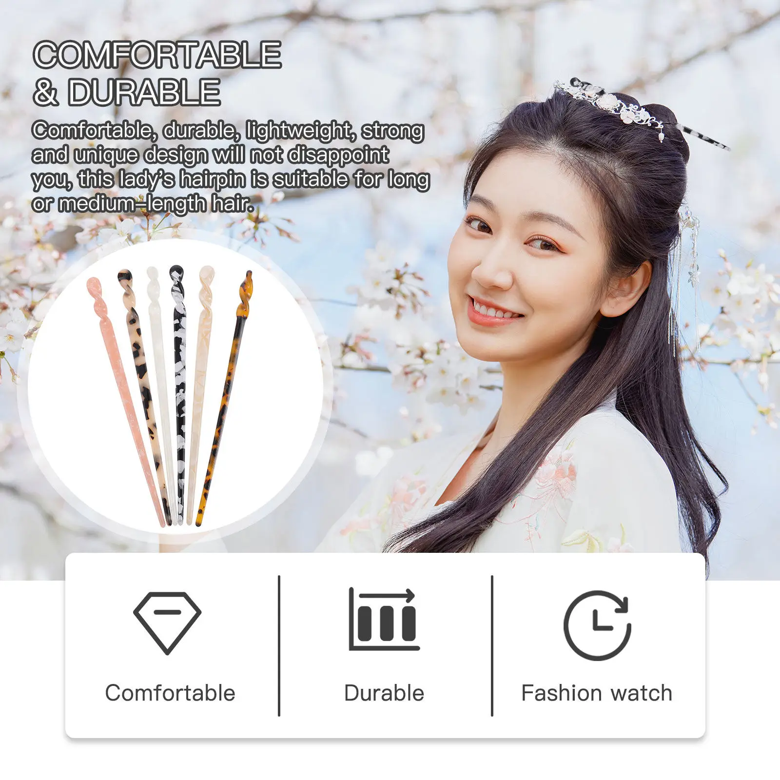 

6Pcs Vintage Hairpin Simplicity Long Chinese Style Hair Accessories Durable Lightweight Stylish Unique Design Decorative Hairpin