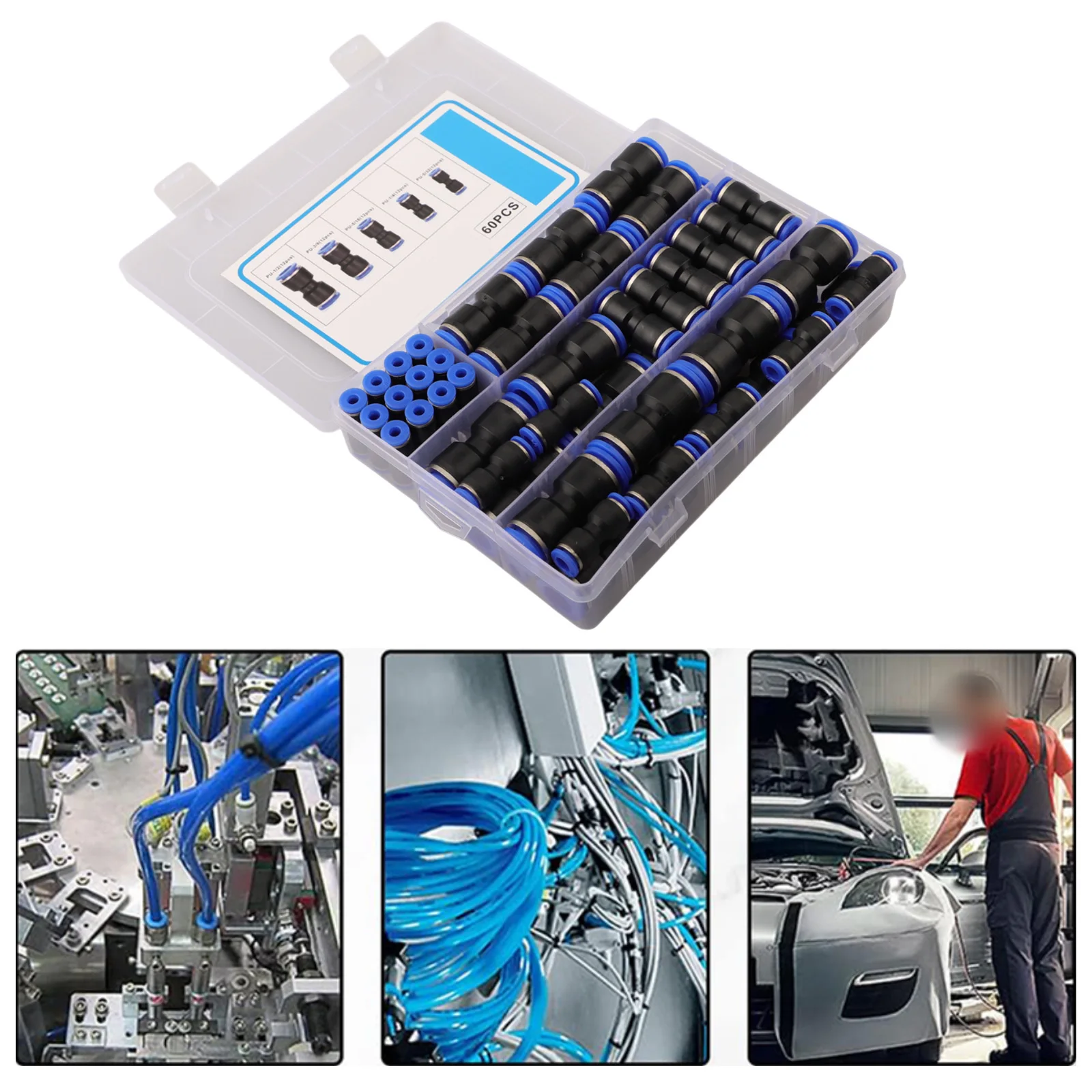 For Air Systems 20x13x4cm Pneumatic Push Fittings Automatic Industry Fittings Air Hose Connectors Flexible Installation