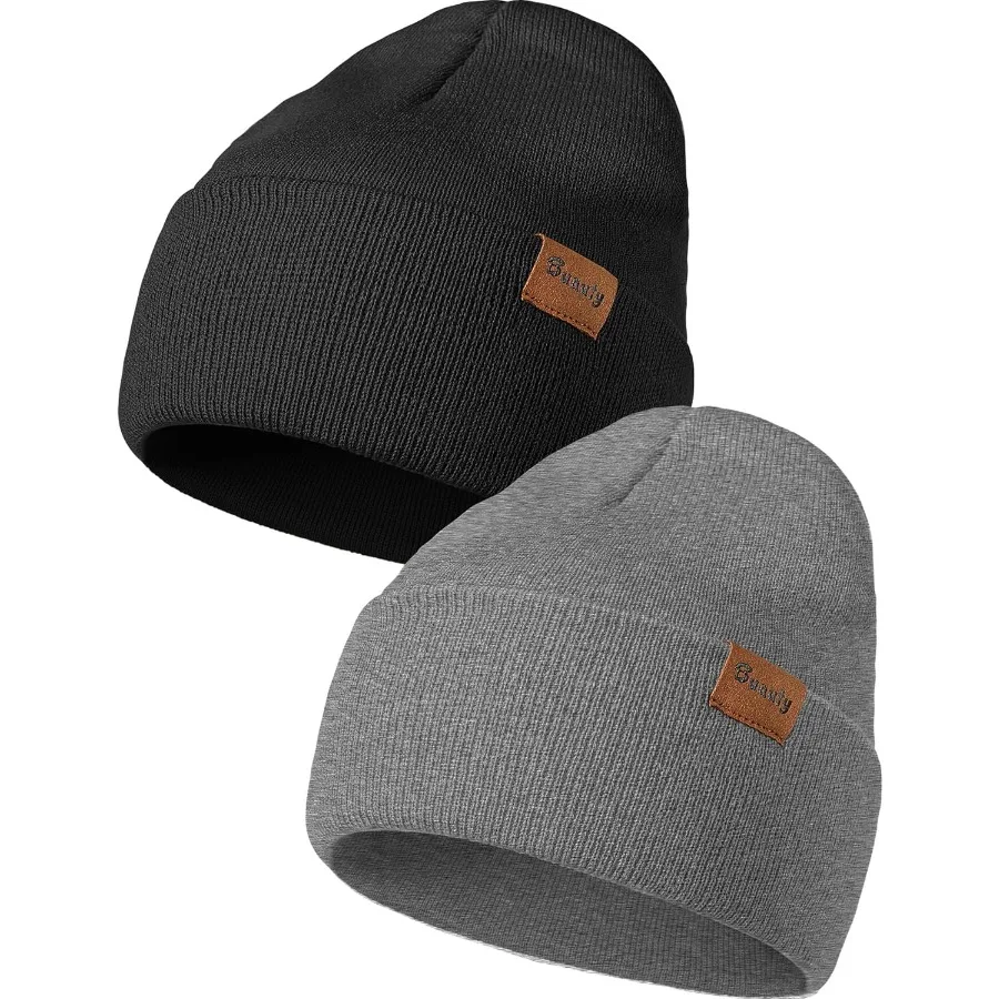 

Beanie Hats for Men Women Knit Winter Hat Warm Skull Stocking Cap Striped Snow Hat Heated Cuffed Beanie