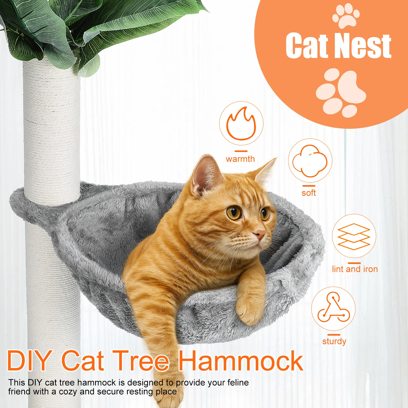 Hamak dla kota, legowisko, kosz dla kota, do użytku w pomieszczeniach, na ścianę, okno, miękki, wytrzymały, wiszący, akcesorium zamienne