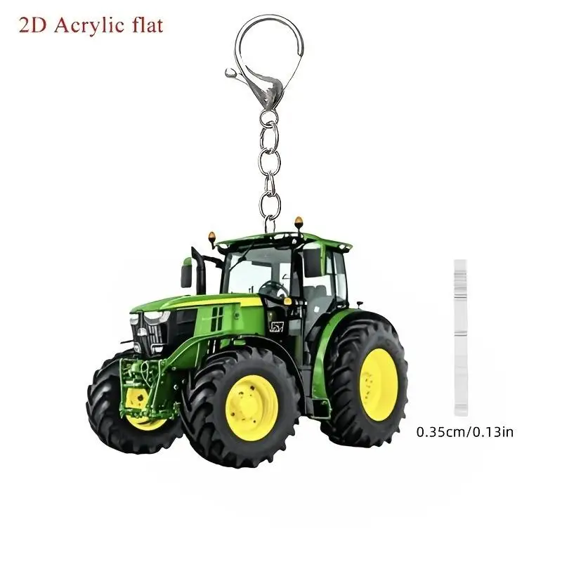 Nuevo Llavero de Tractor 2D con Diseño Plano, Llavero de Tractores Massey Ferguson, Colgante para Mochila, Llaveros para Coche, Llavero Cabujón Hecho a Mano