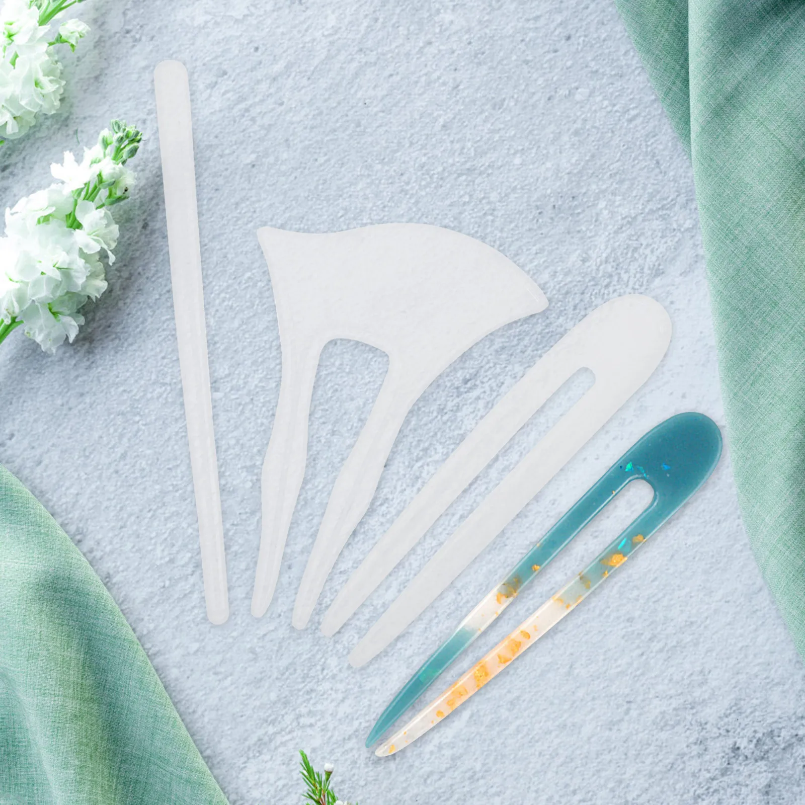 

3pcs Silicone Hair Stick Mold Epoxy Resin Hairpin Casting Tool Diy Axe Chopsticks Single Hairpin Mould Durable Easy Demould