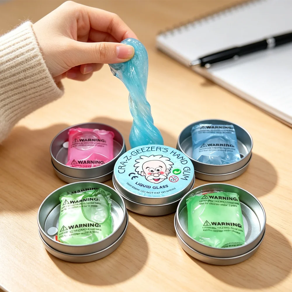Hot Sales Crystal Clear Glass (1 Box) Best Thinking Smart Crazy Stress Putty with Tin, Sensory & Bouncing Toy Children Gifts