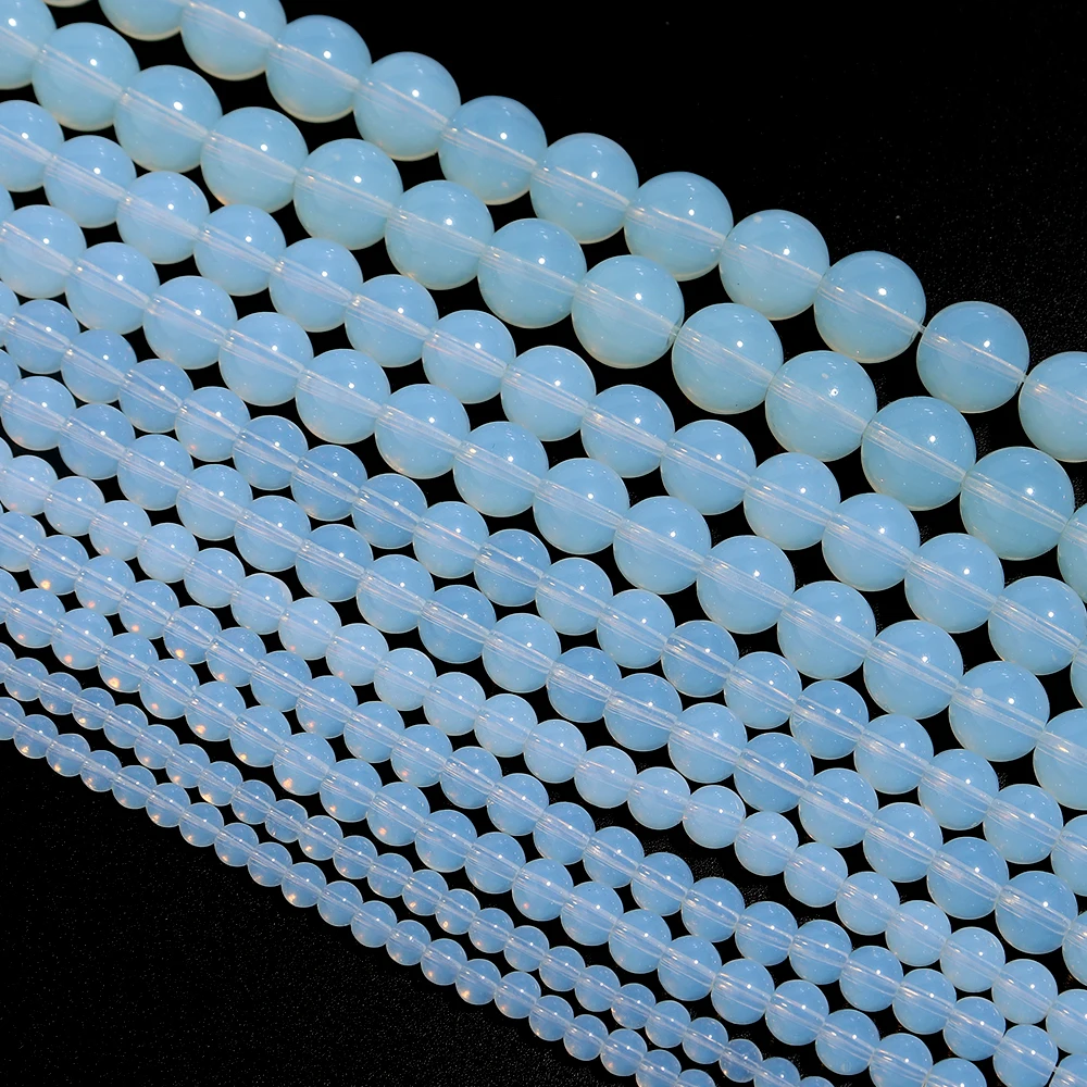 Natural White Opal Stone Beads 4 6 8 10 12mm Round Loose Gemstone Beads For Jewelry Making DIY Bracelets Necklace Accessories view 5